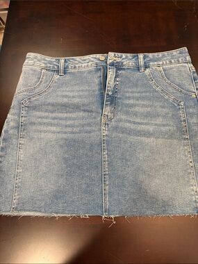 Time and Tru Light Blue Denim Mini Skirt with Raw Hem